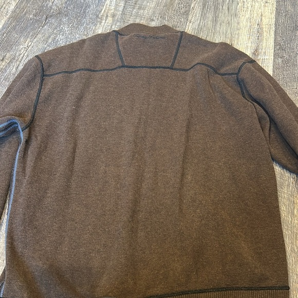 🌴Tommy Bahama Sweater Mens black/Brown Reversible 1/4 Zip Pu… - Picture 9 of 11